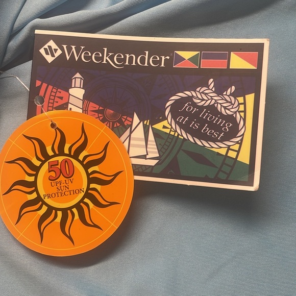 Weekender Rash guard performance athletic top aqua solar short sleeve sky blue S - Picture 8 of 10